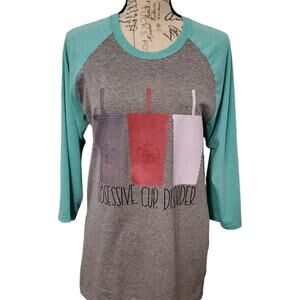 Iced Coffee Shirt Starbucks Tumbler Tee, Funny 3/4 Sleeve Shirt, Medium
